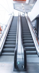 escalator,Up and down escalators in public building.