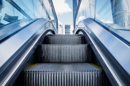View of Escalator in an underground station of China.